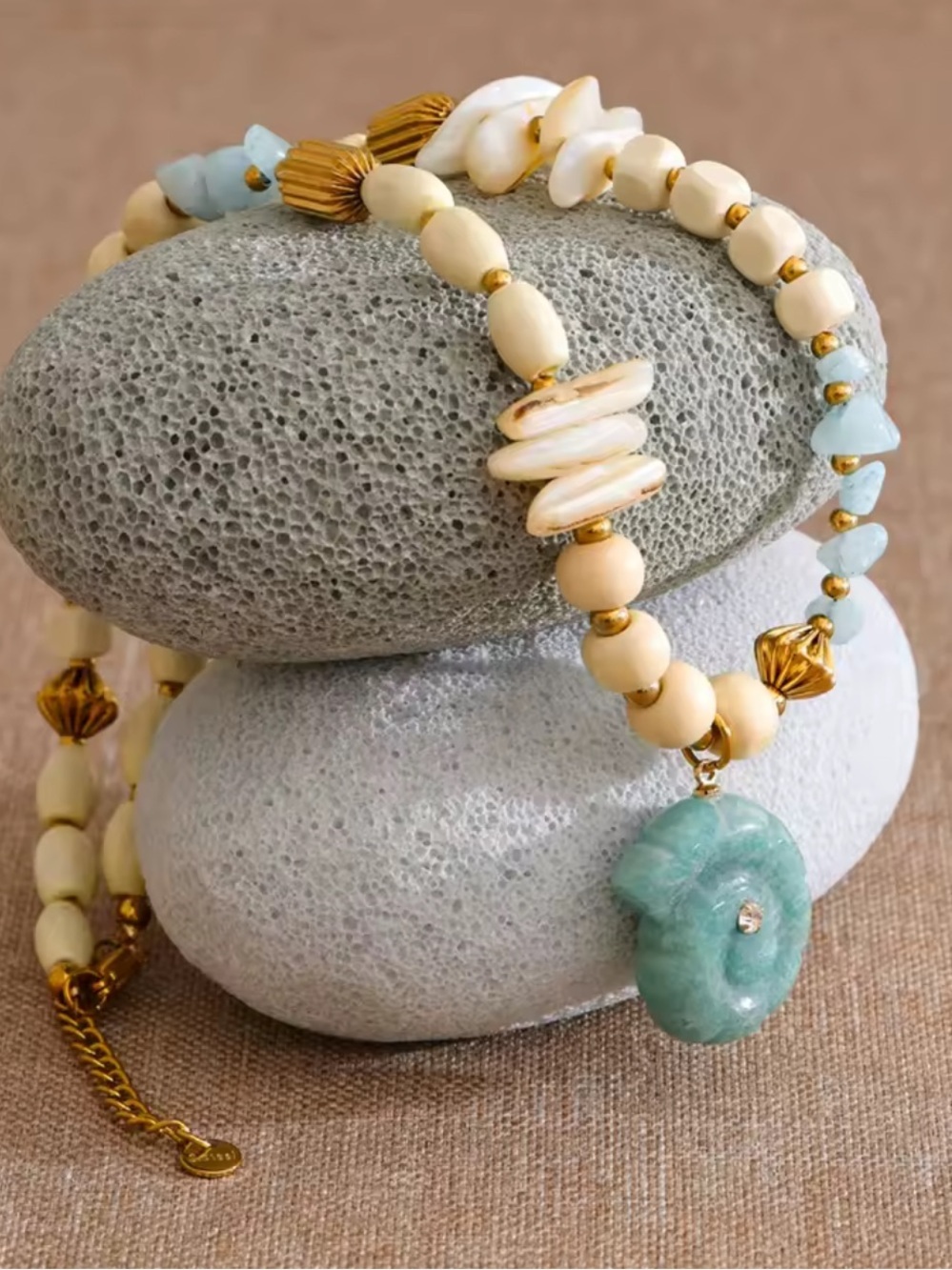 Ocean Pearl Shell Charm Natural Stone Necklace